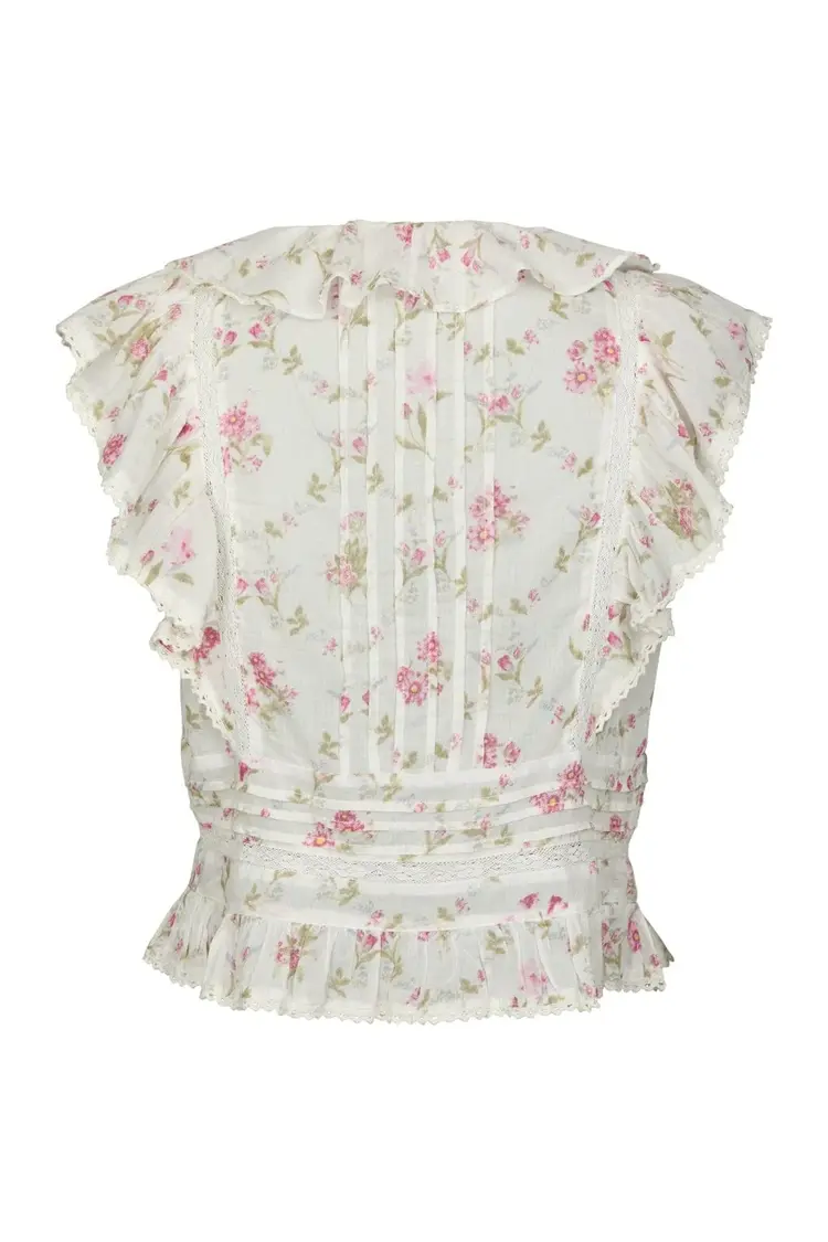 Neo Noir Netails Spring Flower Top Off White