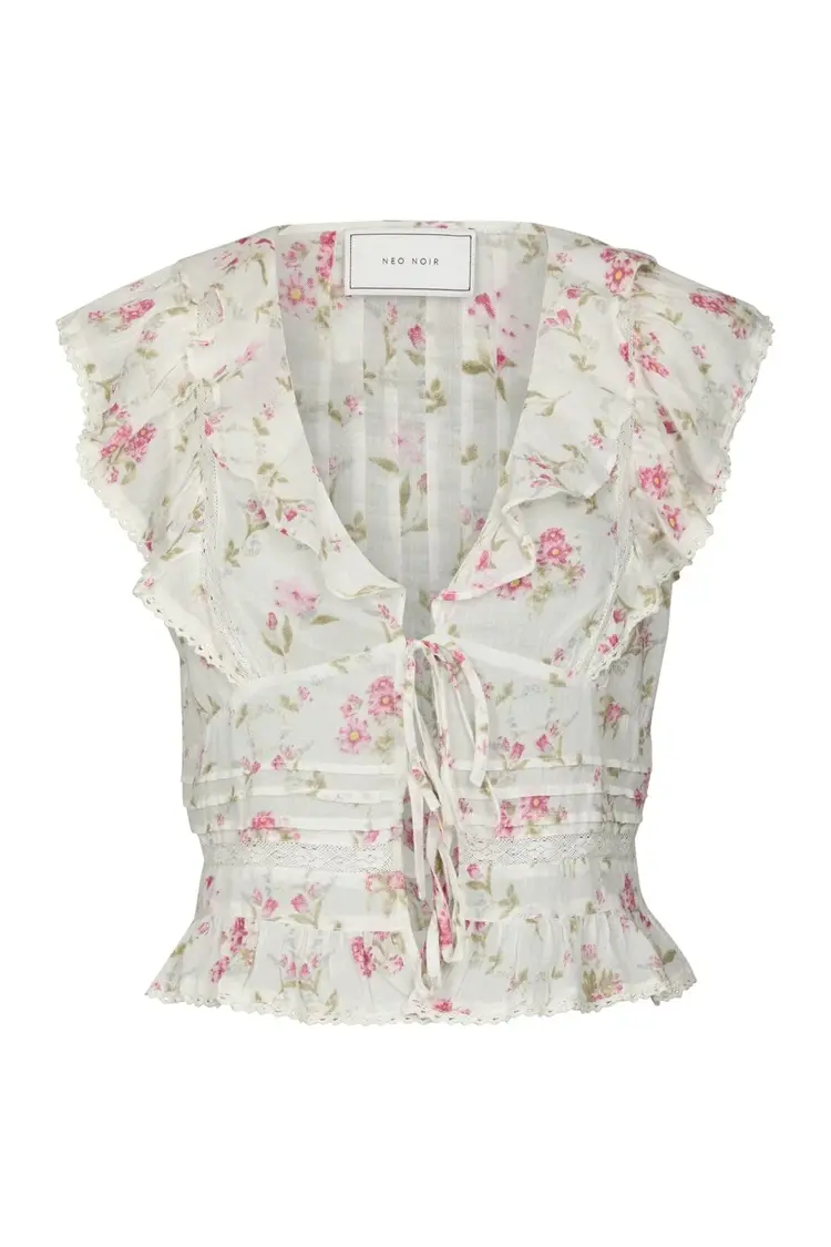 Neo Noir Netails Spring Flower Top Off White
