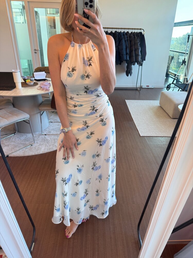 Neo Noir Gabina Faded Flower Dress Light Blue Floral