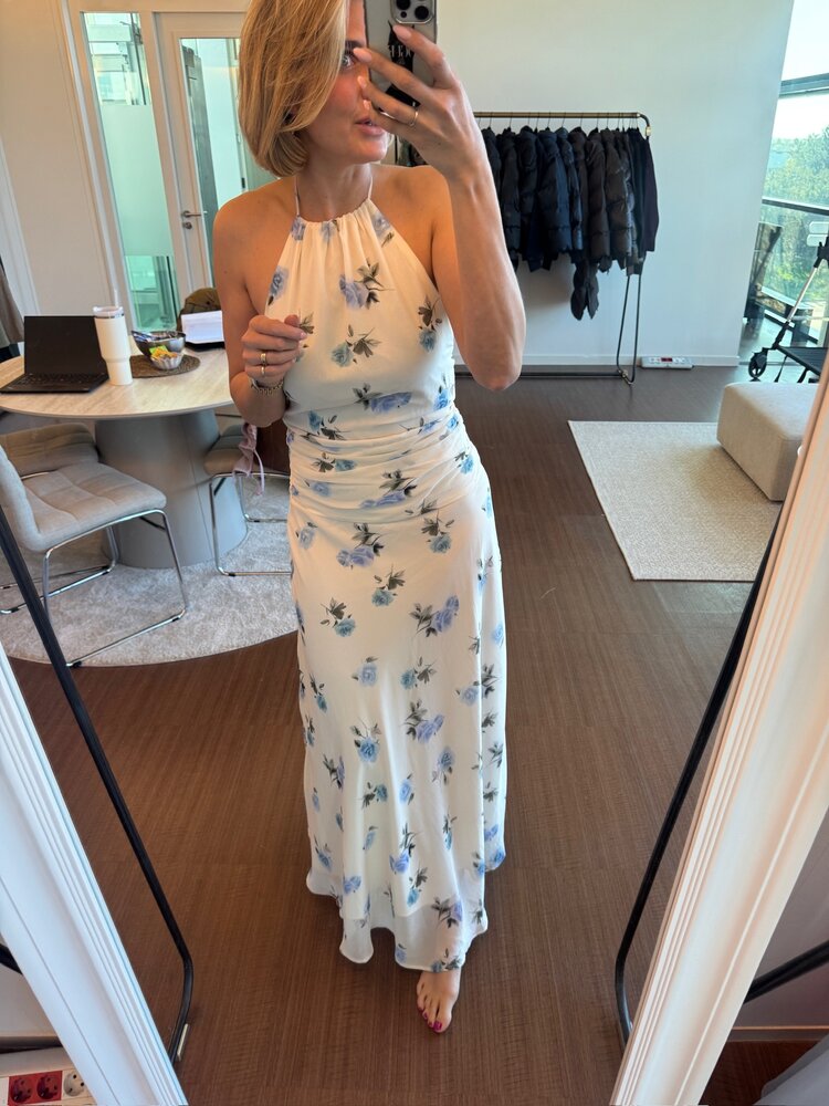 Neo Noir Gabina Faded Flower Dress Light Blue Floral