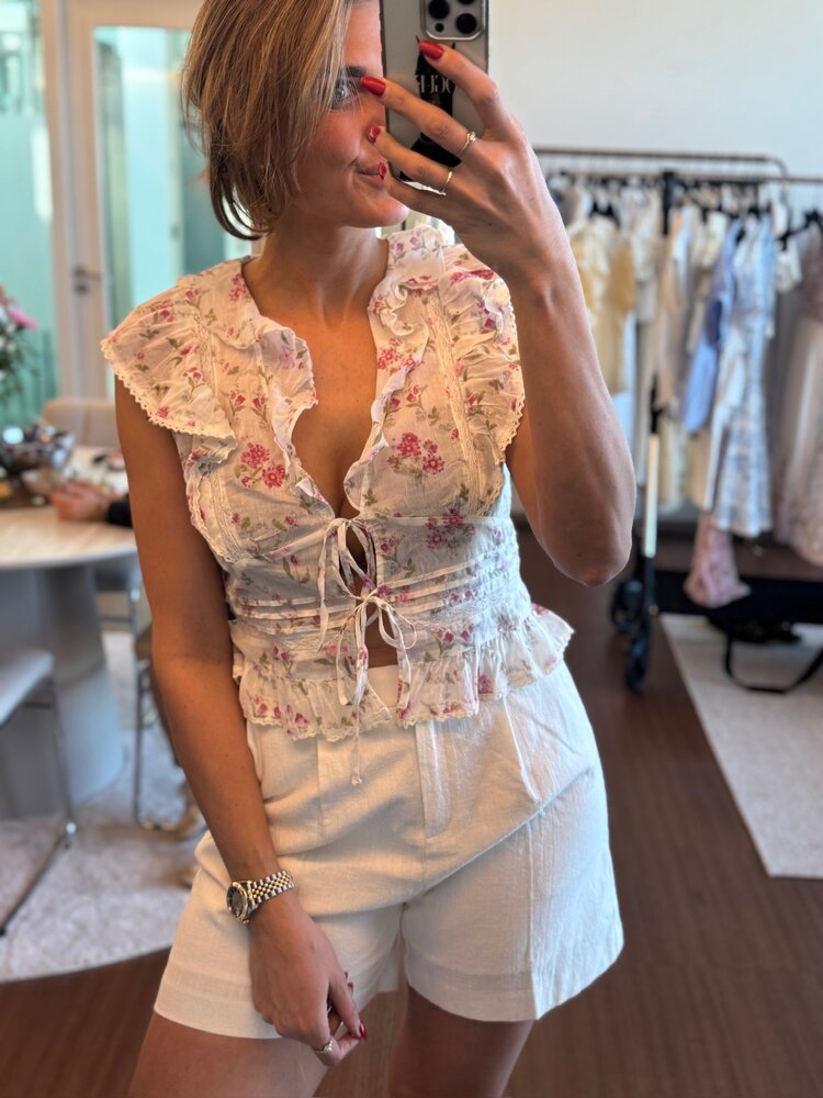 Neo Noir Netails Spring Flower Top Off White