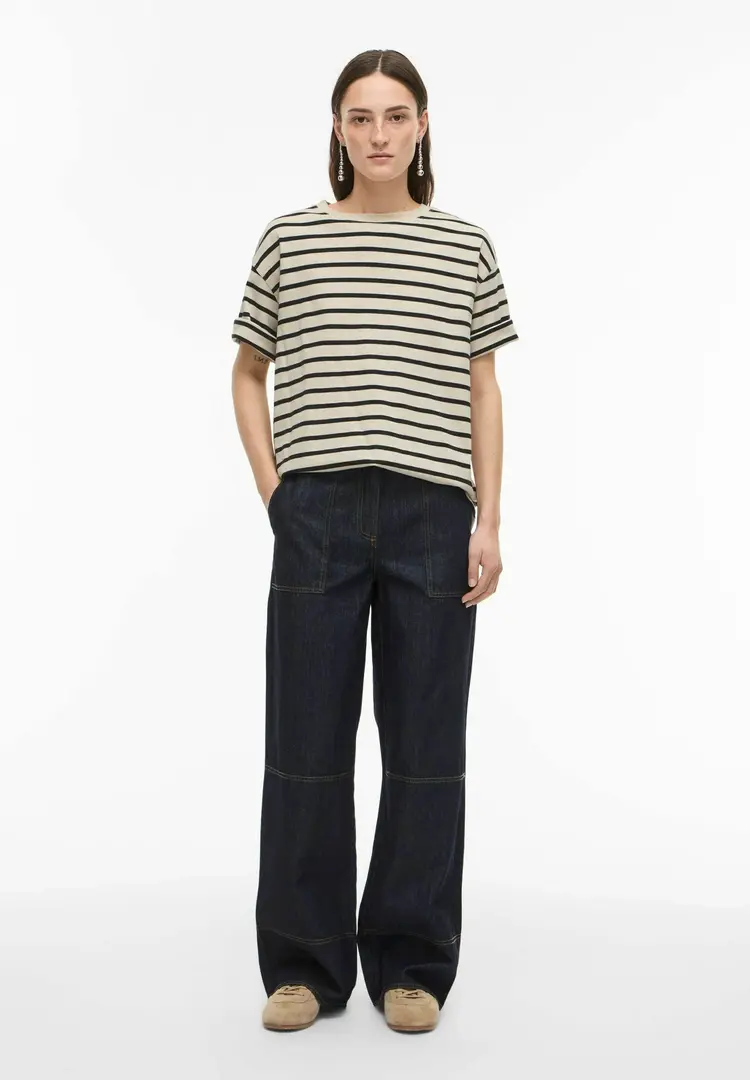 Rouge Edit Nanna Oversize 2/4 O-Neck Tee Birch/Seal Brown