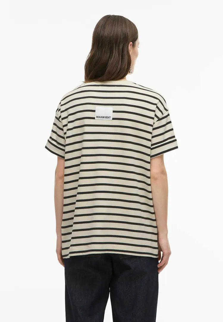Rouge Edit Nanna Oversize 2/4 O-Neck Tee Birch/Seal Brown