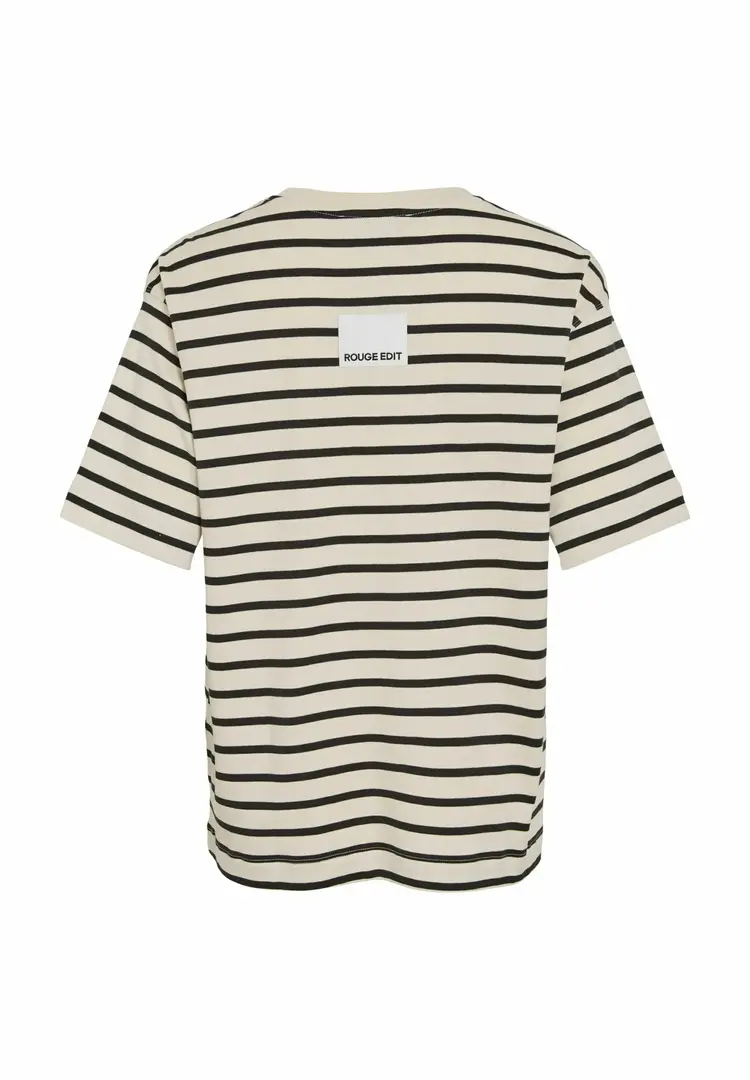 Rouge Edit Nanna Oversize 2/4 O-Neck Tee Birch/Seal Brown