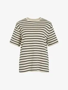 Rouge Edit Nanna Oversize 2/4 O-Neck Tee Birch/Seal Brown