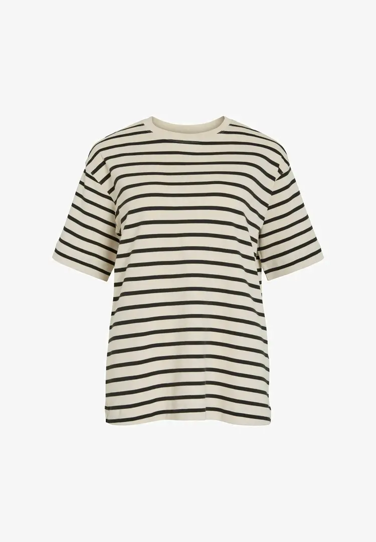 Rouge Edit Nanna Oversize 2/4 O-Neck Tee Birch/Seal Brown