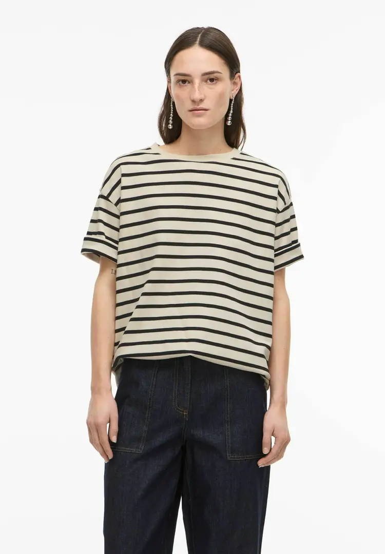 Rouge Edit Nanna Oversize 2/4 O-Neck Tee Birch/Seal Brown