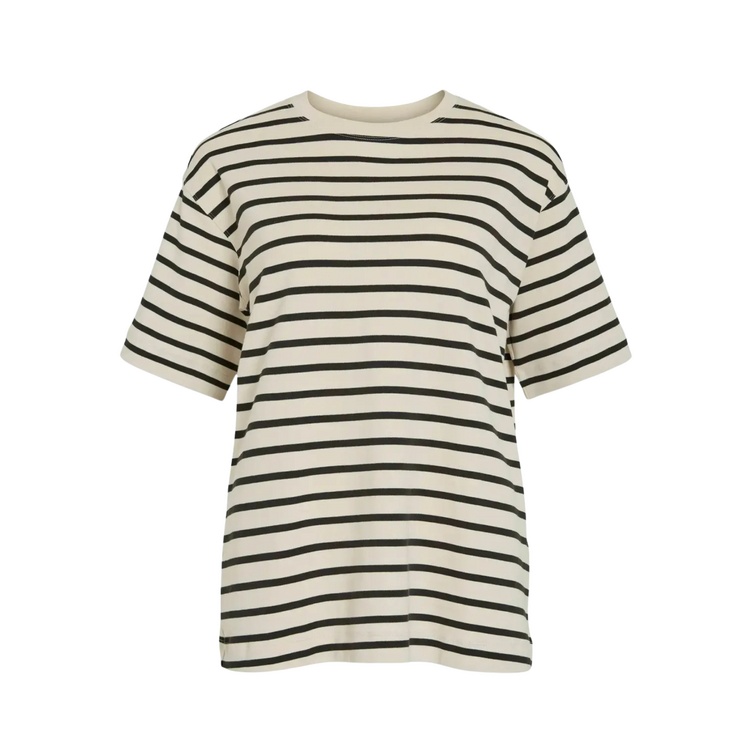 Rouge Edit Nanna Oversize 2/4 O-Neck Tee Birch/Seal Brown