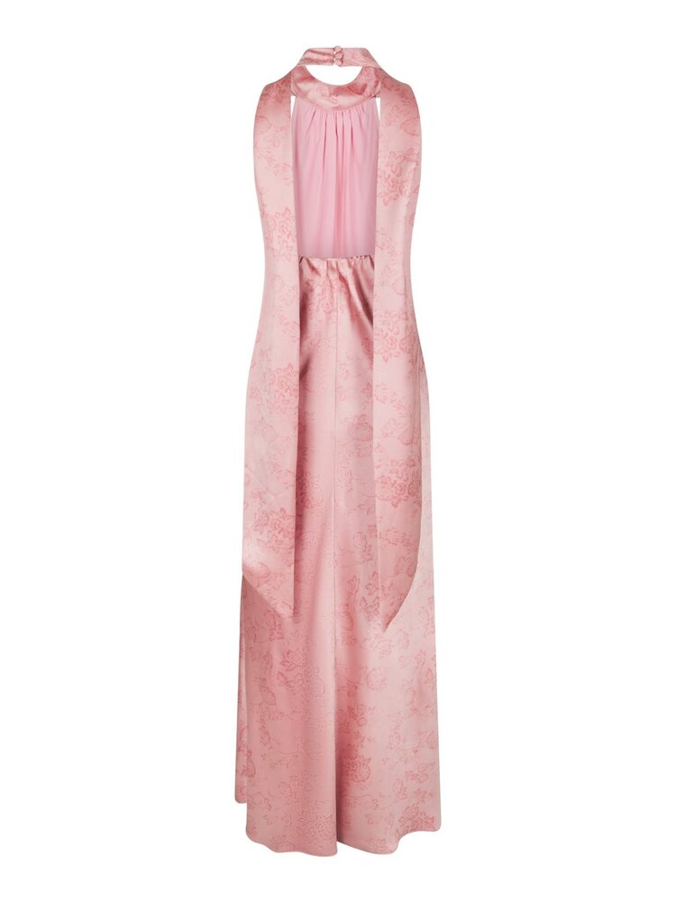 Neo Noir Fiona Pattern Satin Dress Light Pink