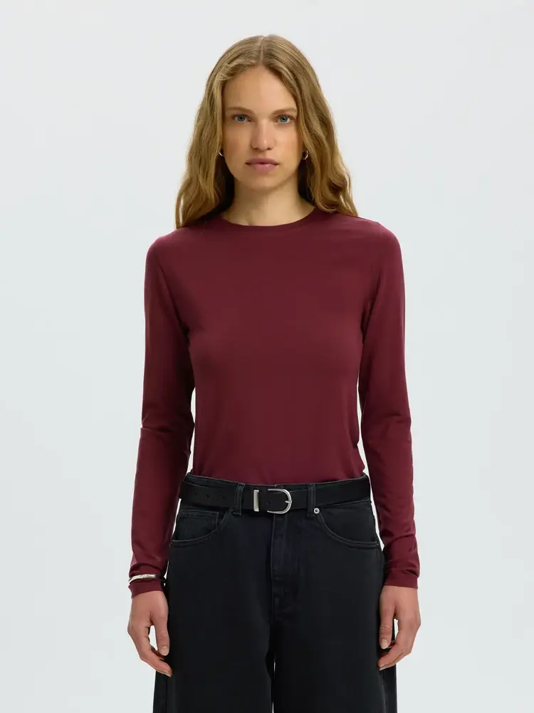 Selected Femme Manja LS O-Neck Noos Tawny Port