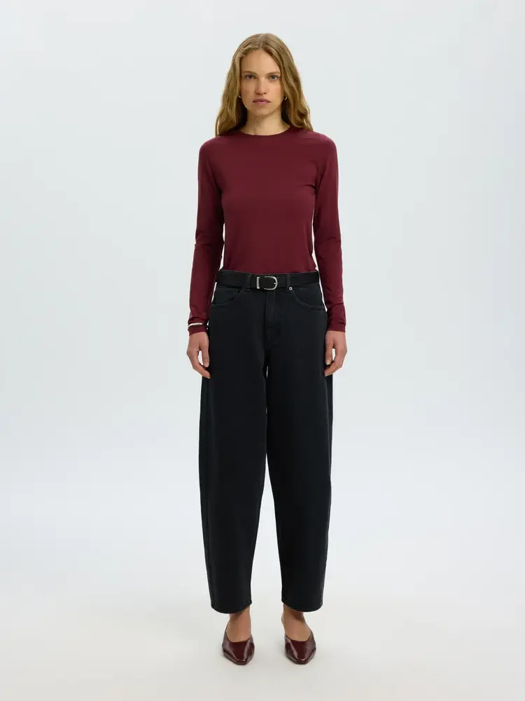 Selected Femme Manja LS O-Neck Noos Tawny Port
