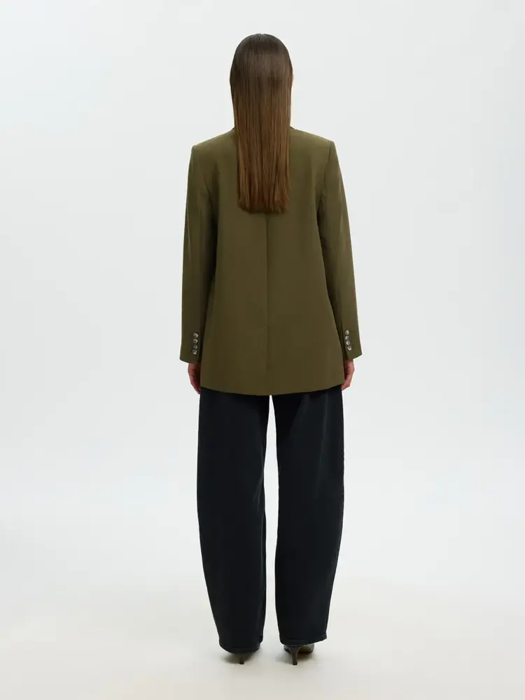 Selected Femme Rita LS Relaxed Blazer Mel Noos Fir Green/Melange Wi