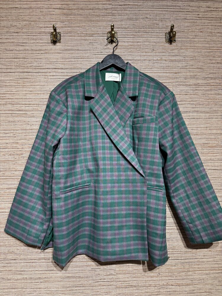 Just be Jolie Jasmiin Blazer Green Pink Check