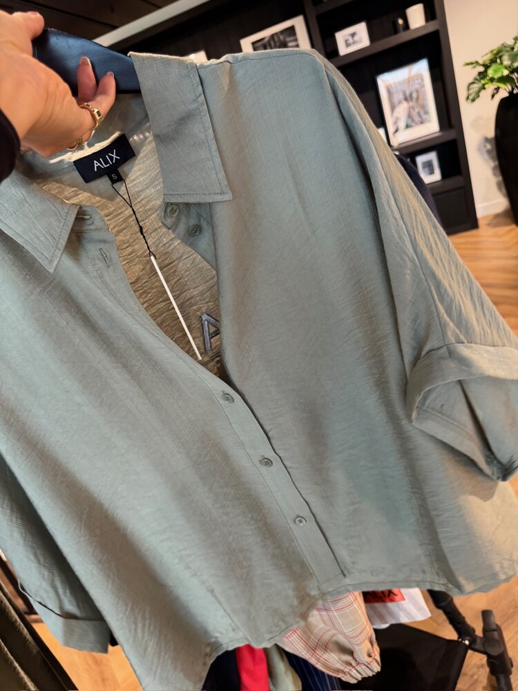 Alix The Label Ladies Woven Irregular Oversized Blouse Light Army