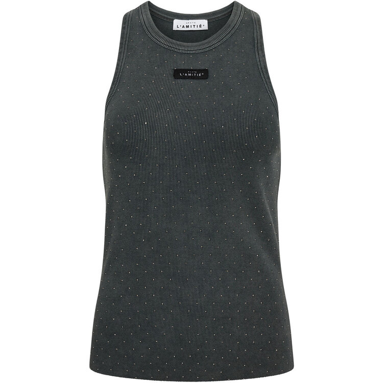 Haute L'Amitié Rib Badge Acid Stone Tank Black Acid Wash