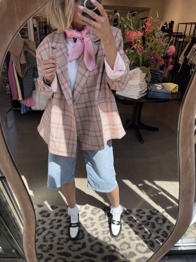 Just be Jolie Jasmiin Blazer Pink Beige Checked