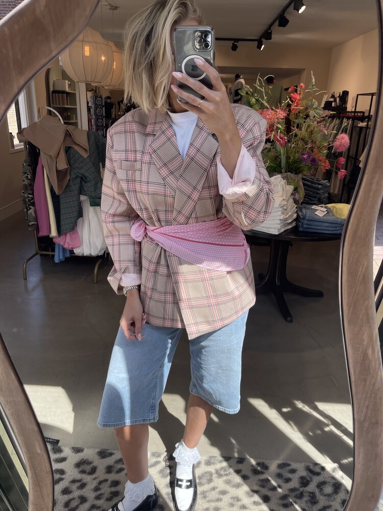 Just be Jolie Jasmiin Blazer Pink Beige Checked