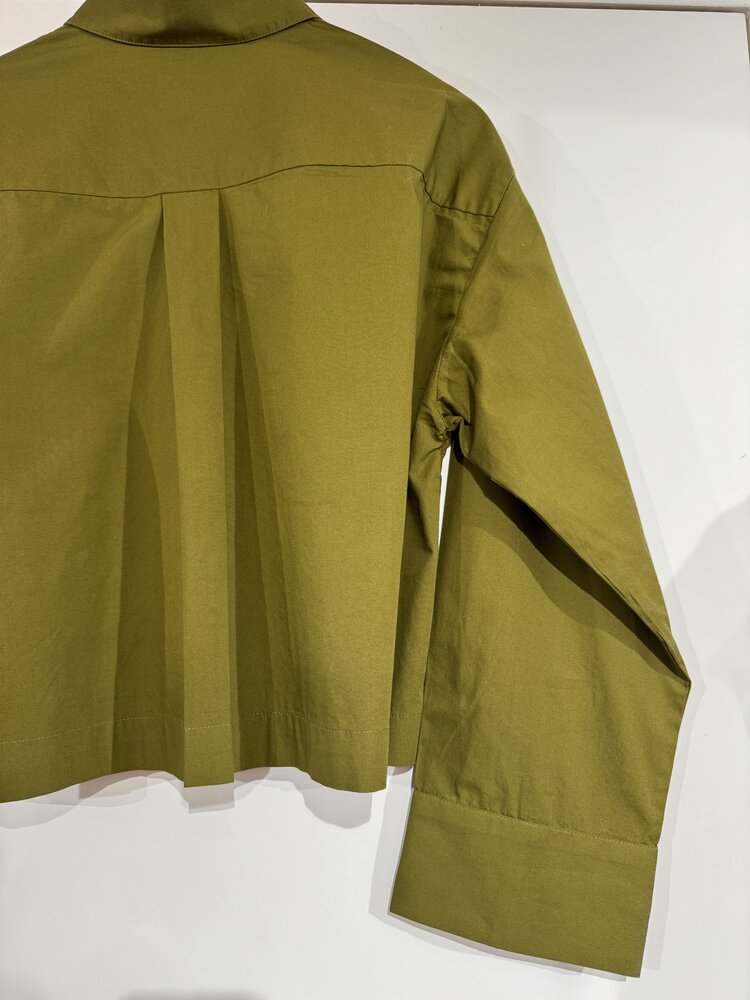 Selected Femme Wastha LS Cropped Boxy Shirt Noos Fir Green