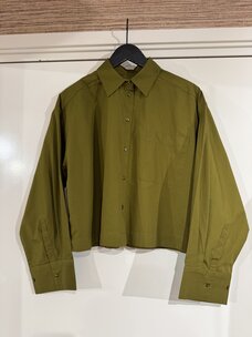 Selected Femme Wastha LS Cropped Boxy Shirt Noos Fir Green