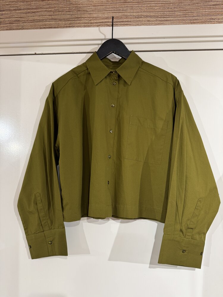 Selected Femme Wastha LS Cropped Boxy Shirt Noos Fir Green