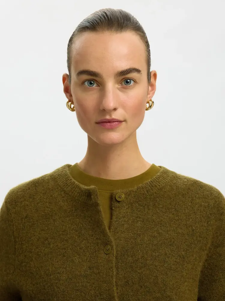 Selected Femme Lulu New LS Knit Cardigan Noos Avocado Oil/Melange