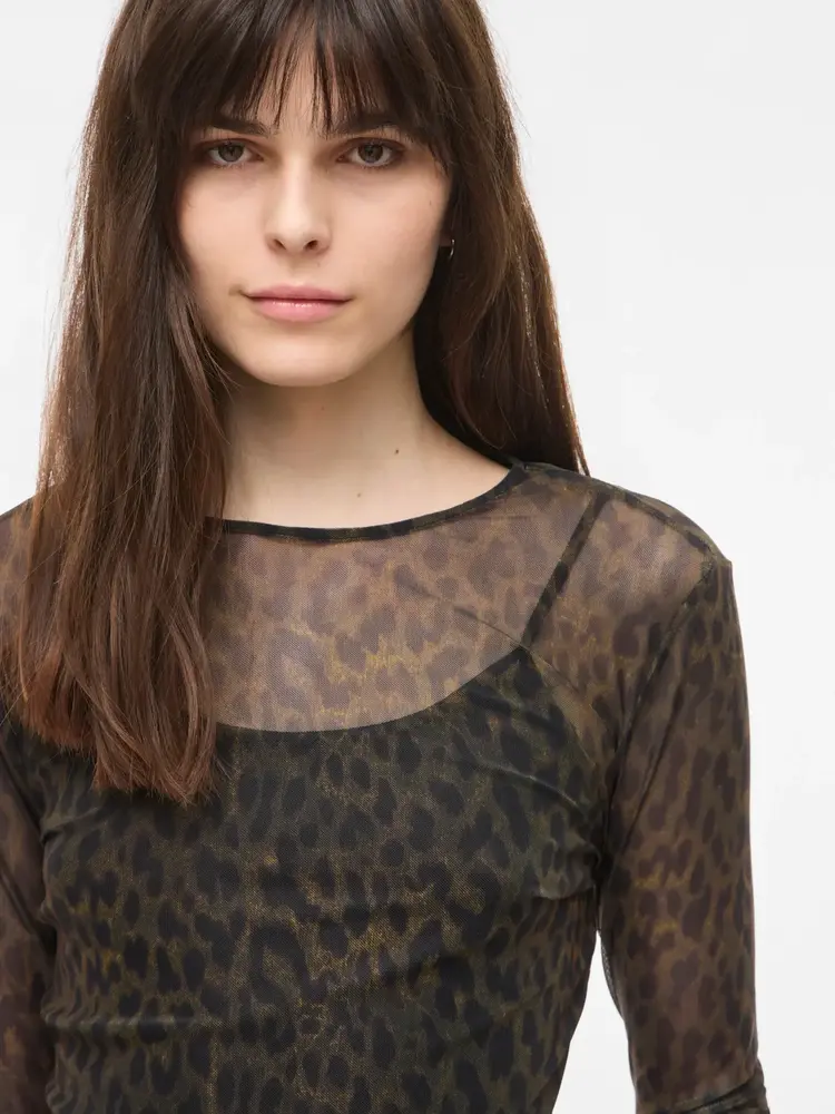 Rouge Edit Messa L/S O-Neck Top/1 Dull Gold/Leo