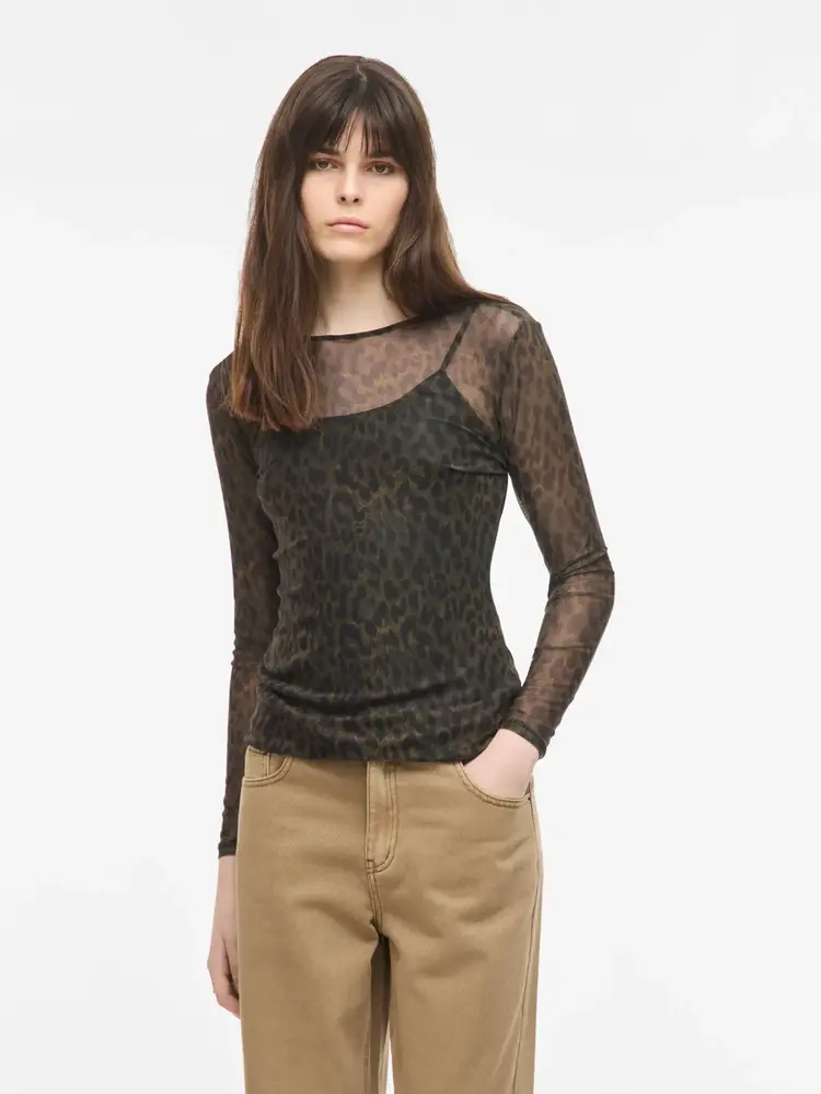 Rouge Edit Messa L/S O-Neck Top/1 Dull Gold/Leo