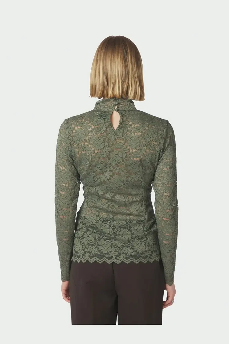 Neo Noir Liza Laceflower Blouse Army
