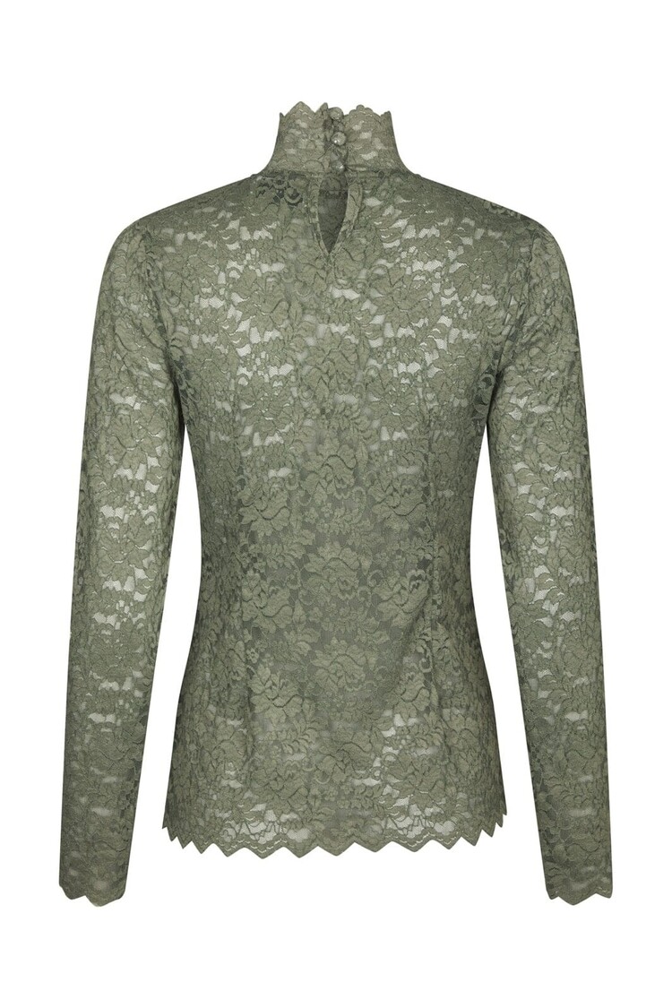 Neo Noir Liza Laceflower Blouse Army