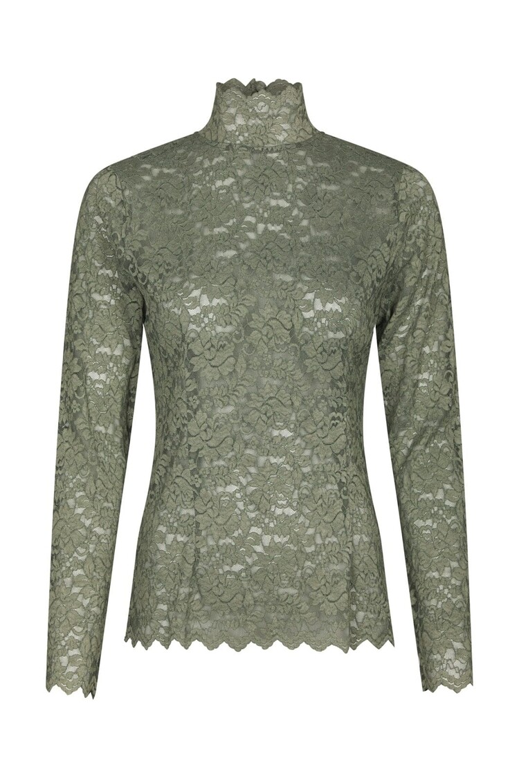 Neo Noir Liza Laceflower Blouse Army