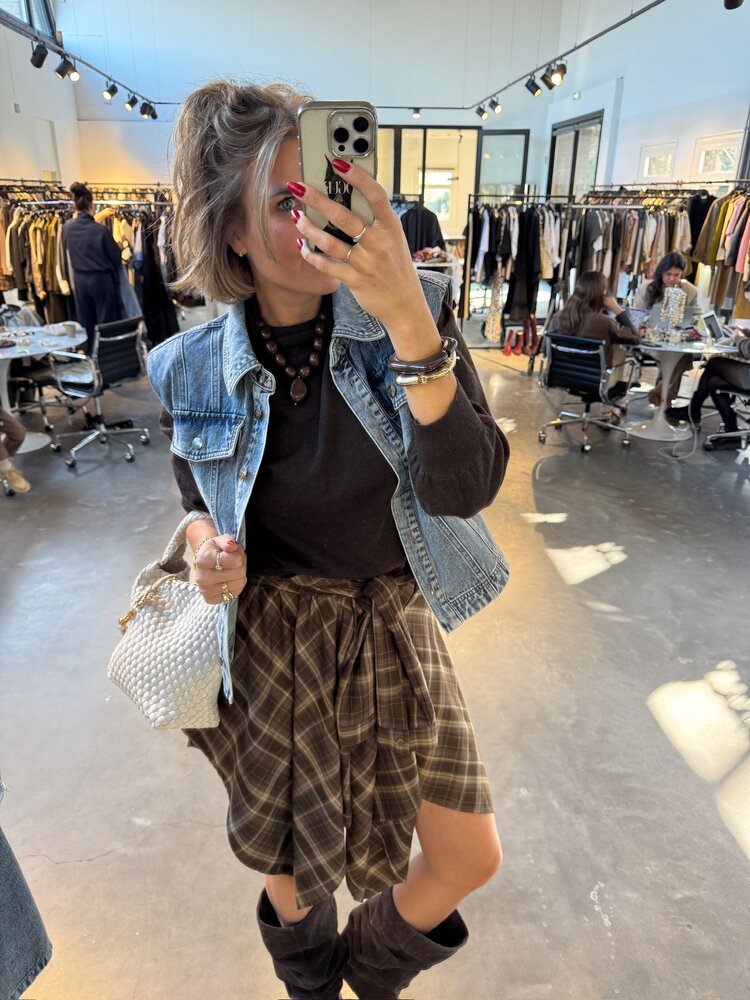 Co'Couture DagnyCCCheck Tie Skirt Brown