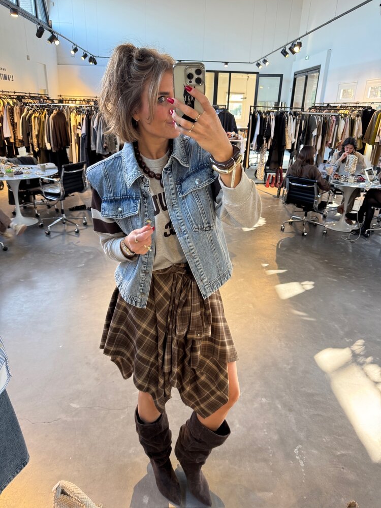 Co'Couture DagnyCCCheck Tie Skirt Brown