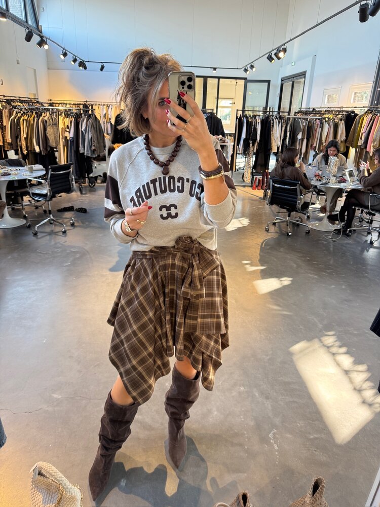 Co'Couture DagnyCCCheck Tie Skirt Brown