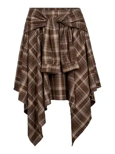 Co'Couture DagnyCCCheck Tie Skirt Brown