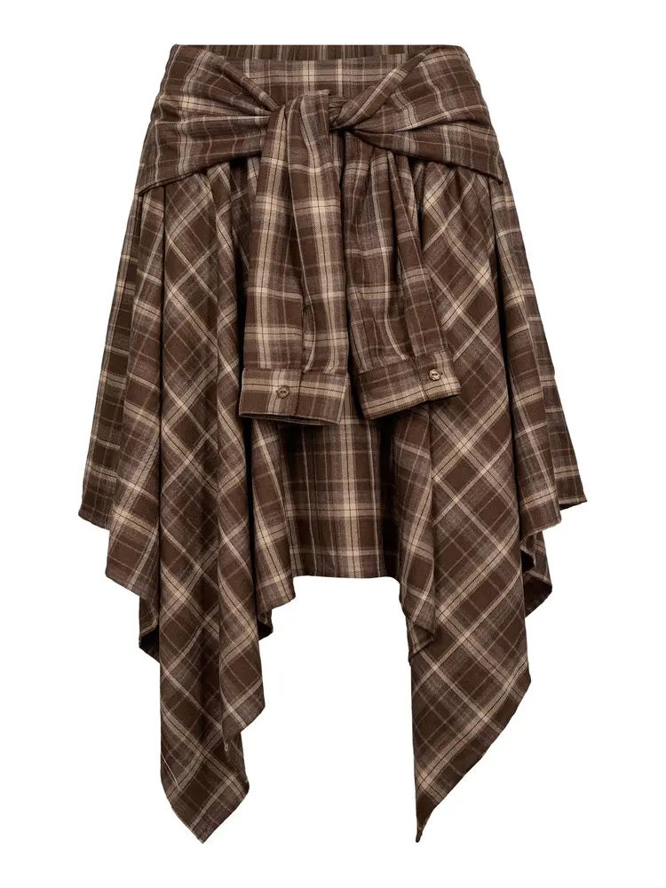 Co'Couture DagnyCCCheck Tie Skirt Brown