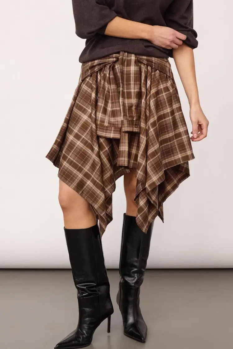 Co'Couture DagnyCCCheck Tie Skirt Brown