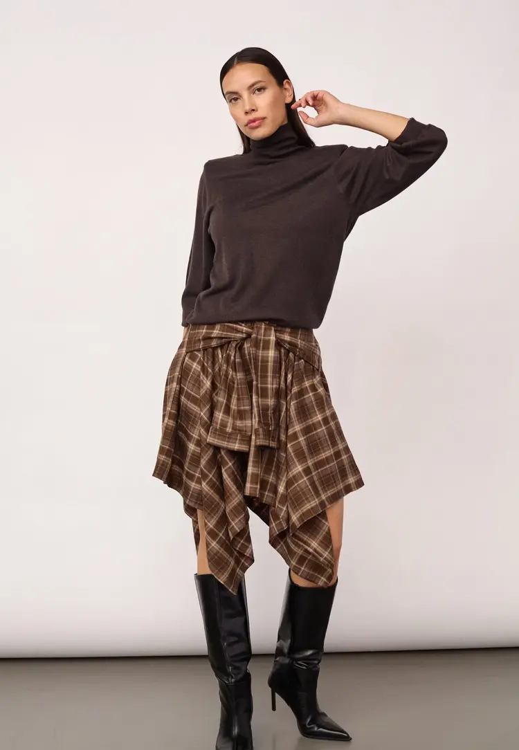 Co'Couture DagnyCCCheck Tie Skirt Brown