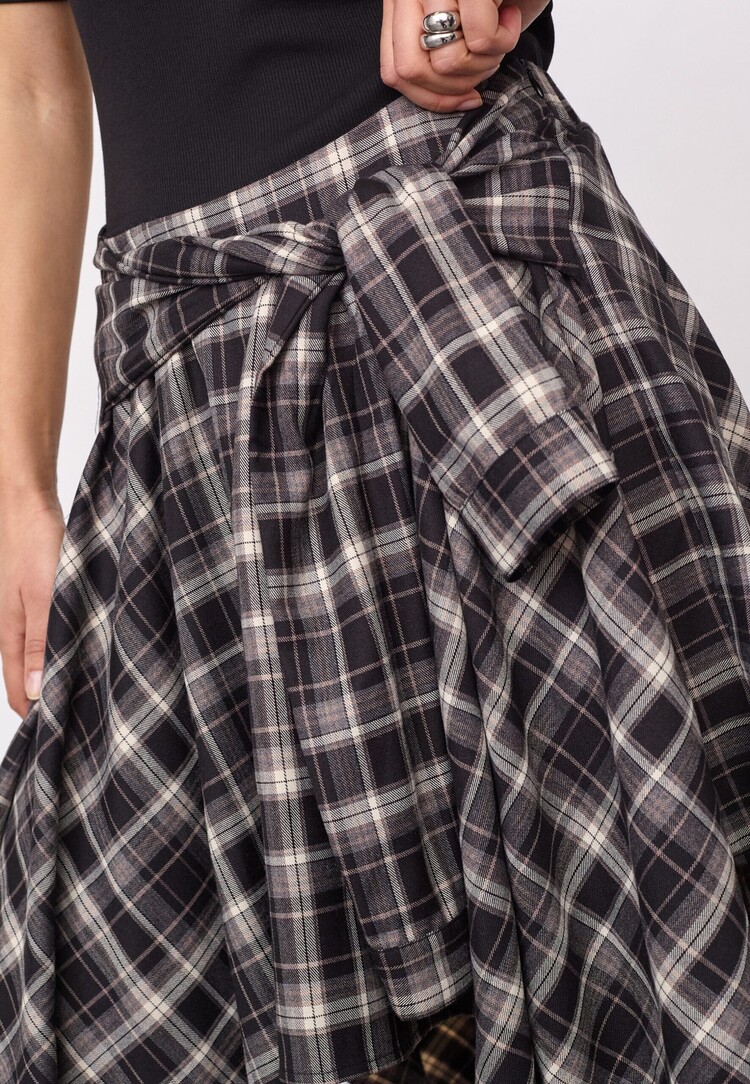 Co'Couture DagnyCC Check Tie Skirt Black