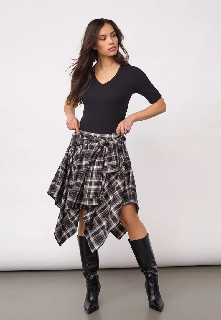 Co'Couture DagnyCC Check Tie Skirt Black