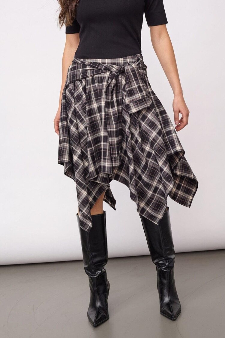 Co'Couture DagnyCC Check Tie Skirt Black