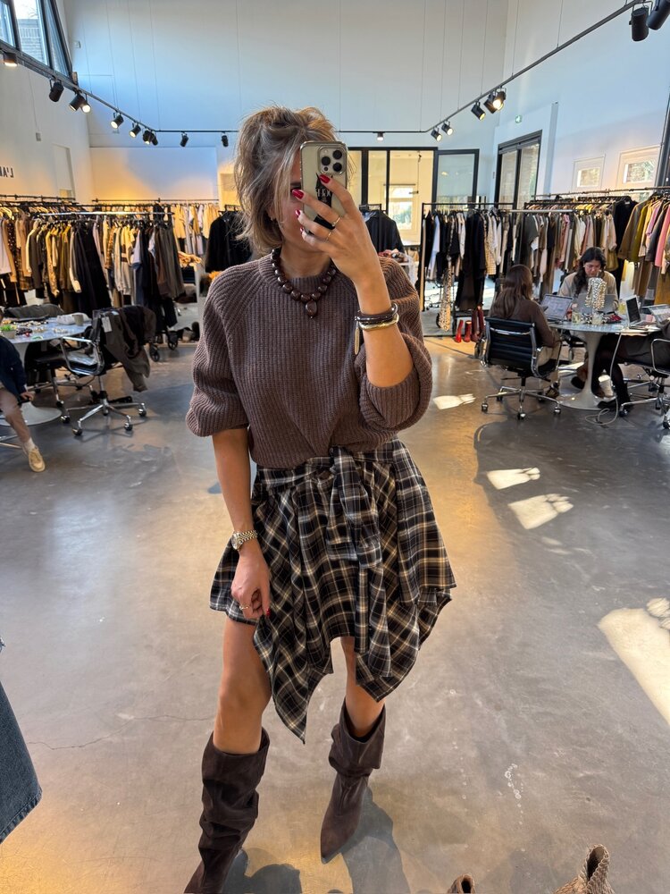 Co'Couture DagnyCC Check Tie Skirt Black