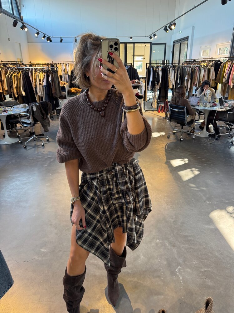 Co'Couture DagnyCC Check Tie Skirt Black