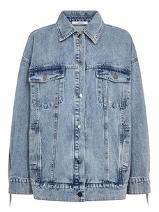 Co'Couture DeniceCC Denim Fringe Jacket Bleach Denim