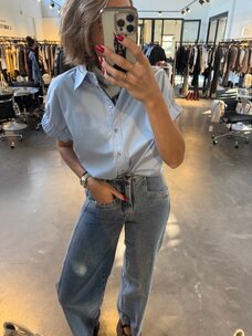 Co'Couture PoppyCC Elastic Cuff SS Shirt Pale Blue