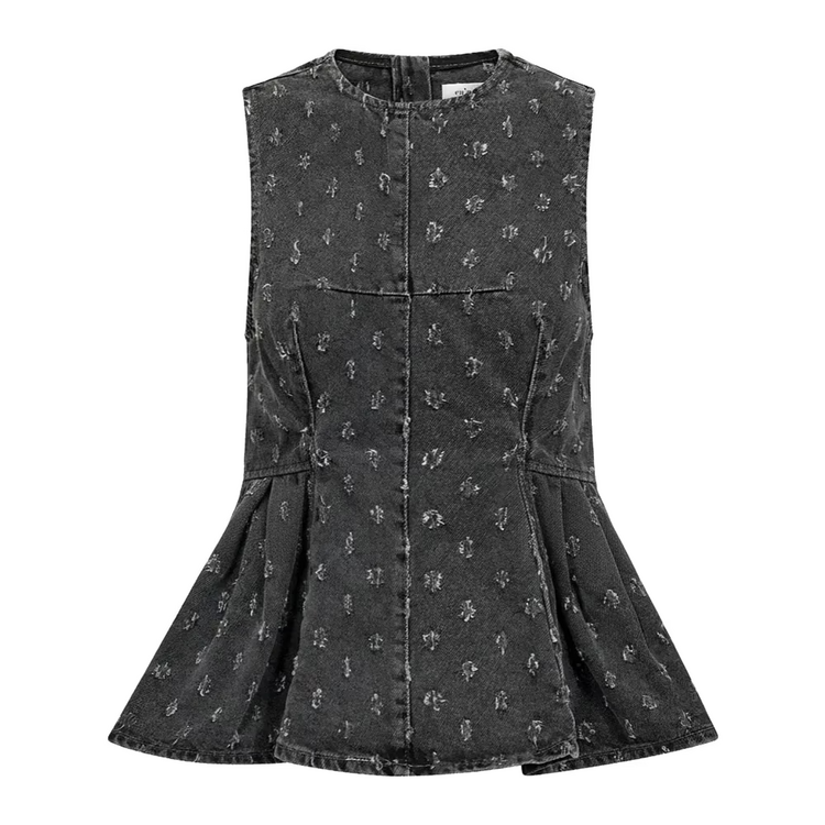 Co'Couture DeriCC Dot Denim Top Mid Grey
