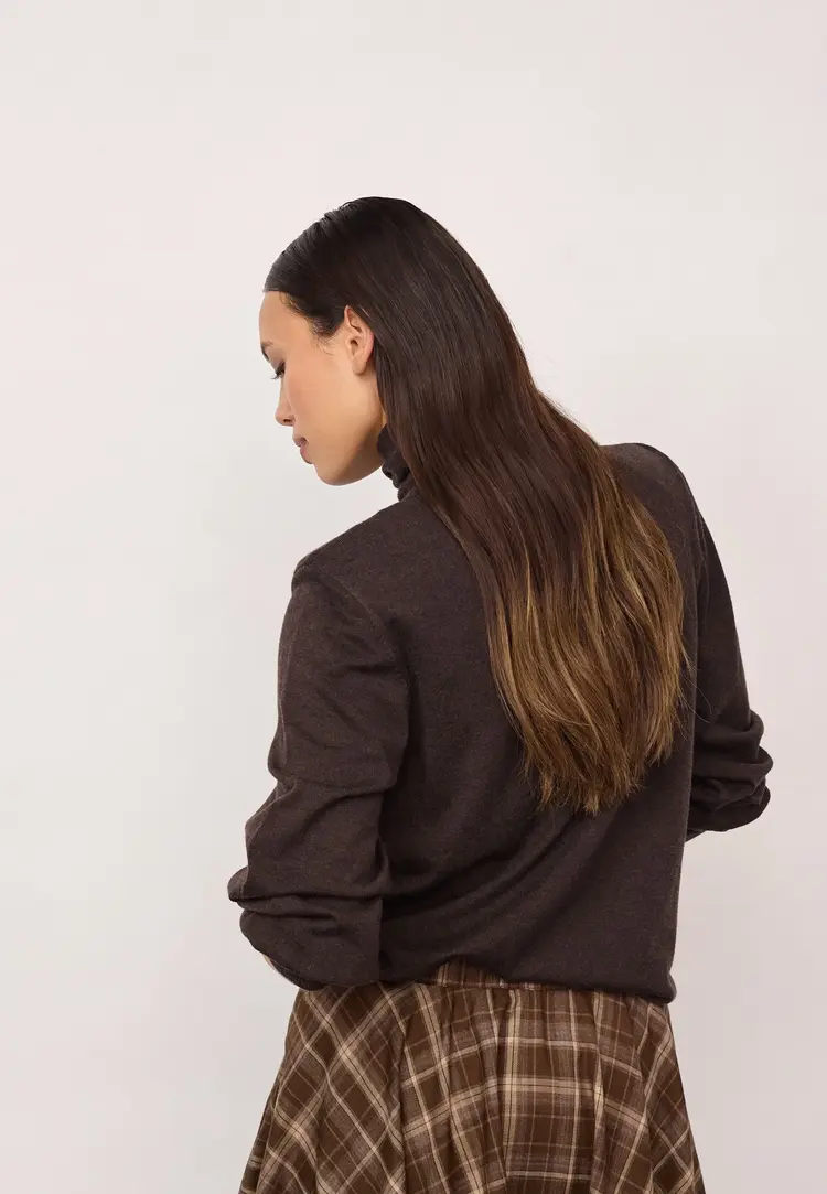 Co'Couture CoryCC Padded Roll-Neck Knit Dark-Brown