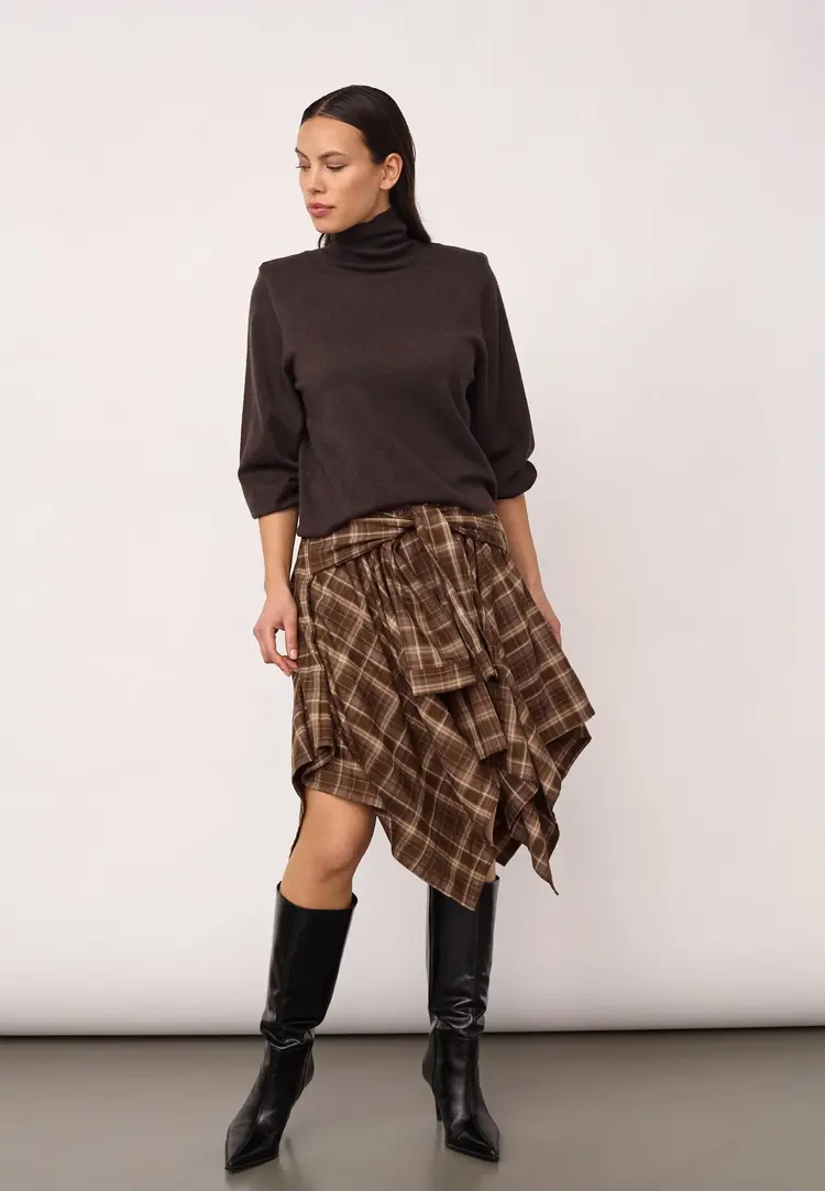 Co'Couture CoryCC Padded Roll-Neck Knit Dark-Brown