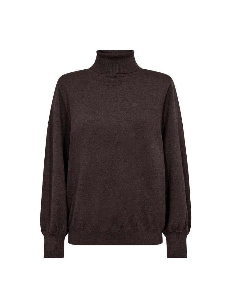 Co'Couture CoryCC Padded Roll-Neck Knit Dark-Brown