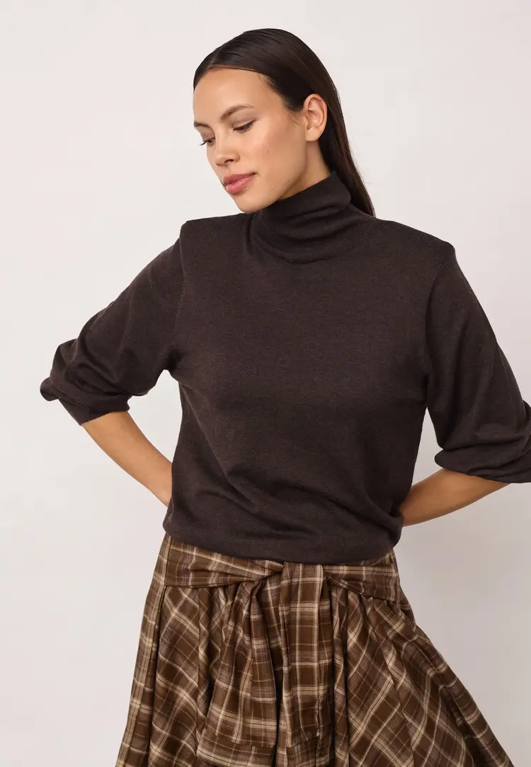 Co'Couture CoryCC Padded Roll-Neck Knit Dark-Brown
