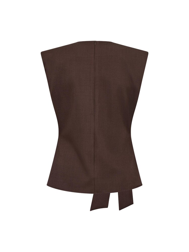 Co'Couture LunaCC Pleat Top Dark Brown